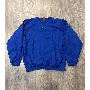 Vintage Y2K Nike Team Blue Center Swoosh Windbreaker Pullover Mens XL Lined